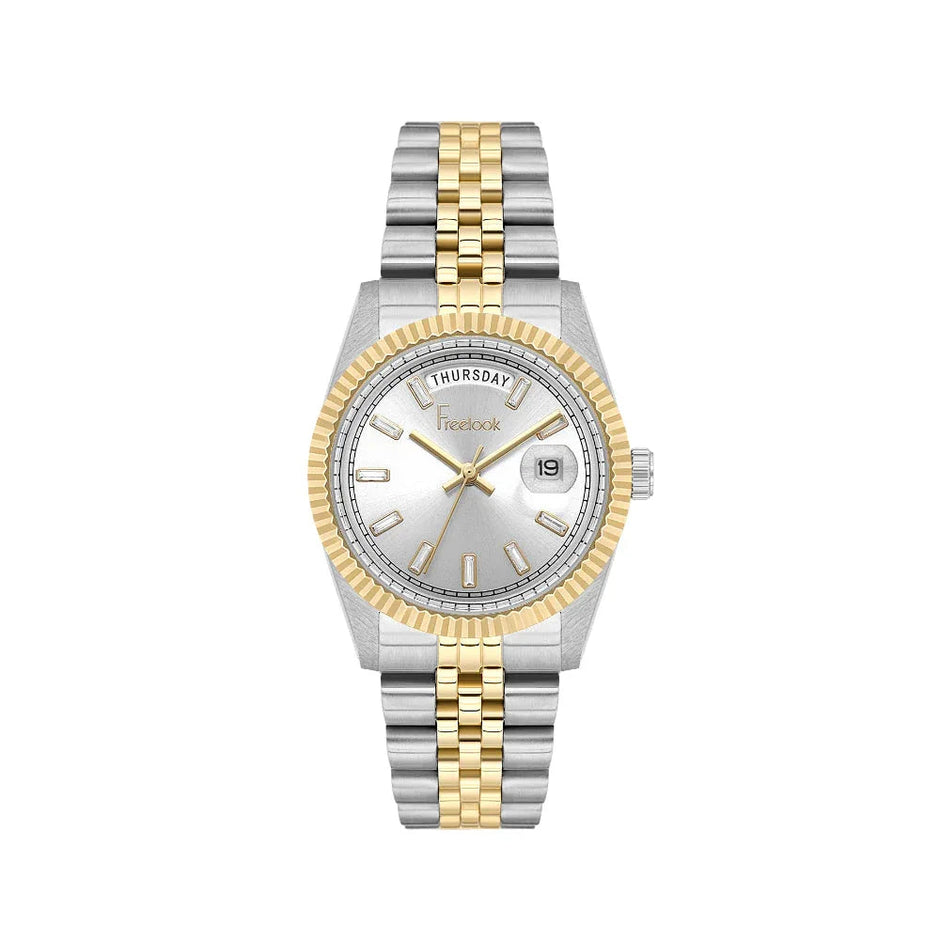 Freelook Jolie Silver and Gold Stainless Steel Watch for Women FL.4.10021-4 - Daniel Klein Saudi Arabia