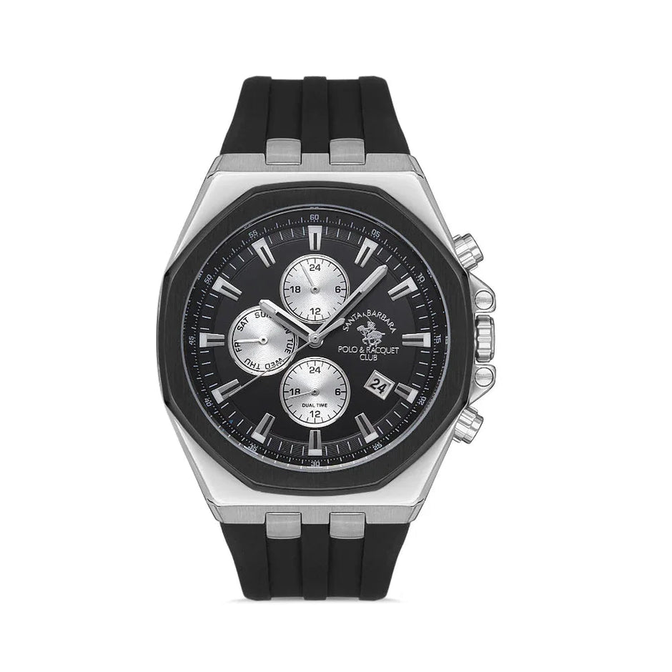 Santa Barbara Polo & Racquet Club Luxury Black Silicone Band Watch for Men SB.1.10432-2 - Daniel Klein Saudi Arabia
