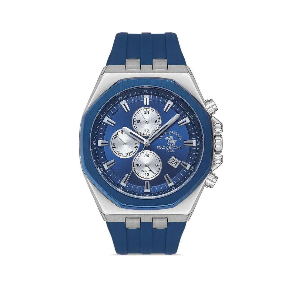 Santa Barbara Polo & Racquet Club Luxury Blue Silicone Band Watch for Men SB.1.10432-3 - Daniel Klein Saudi Arabia