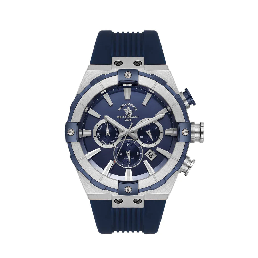 Santa Barbara Polo & Racquet Club Dark Blue Silicone Band Watch for Men SB.1.10510-9 - Daniel Klein Saudi Arabia
