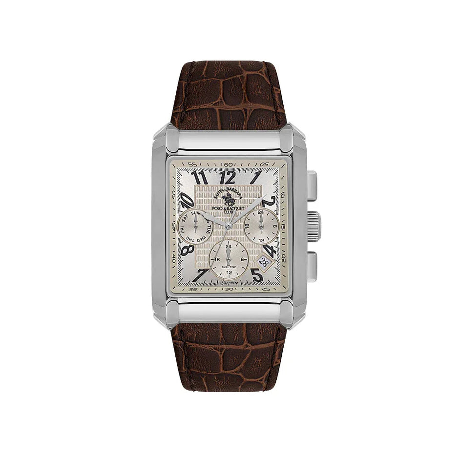 Santa Barbara Polo & Racquet Club Legend Silver Genuine Leather Watch for Men SB.1.10550-2 - Daniel Klein Saudi Arabia
