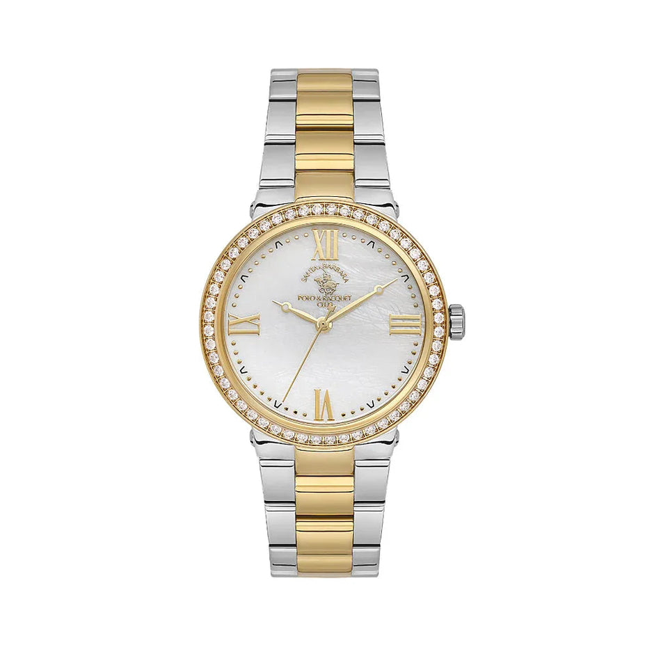 Santa Barbara Polo & Racquet Club Unique Silver and Gold Stainless Steel Watch for Women SB.1.10553-3 - Daniel Klein Saudi Arabia