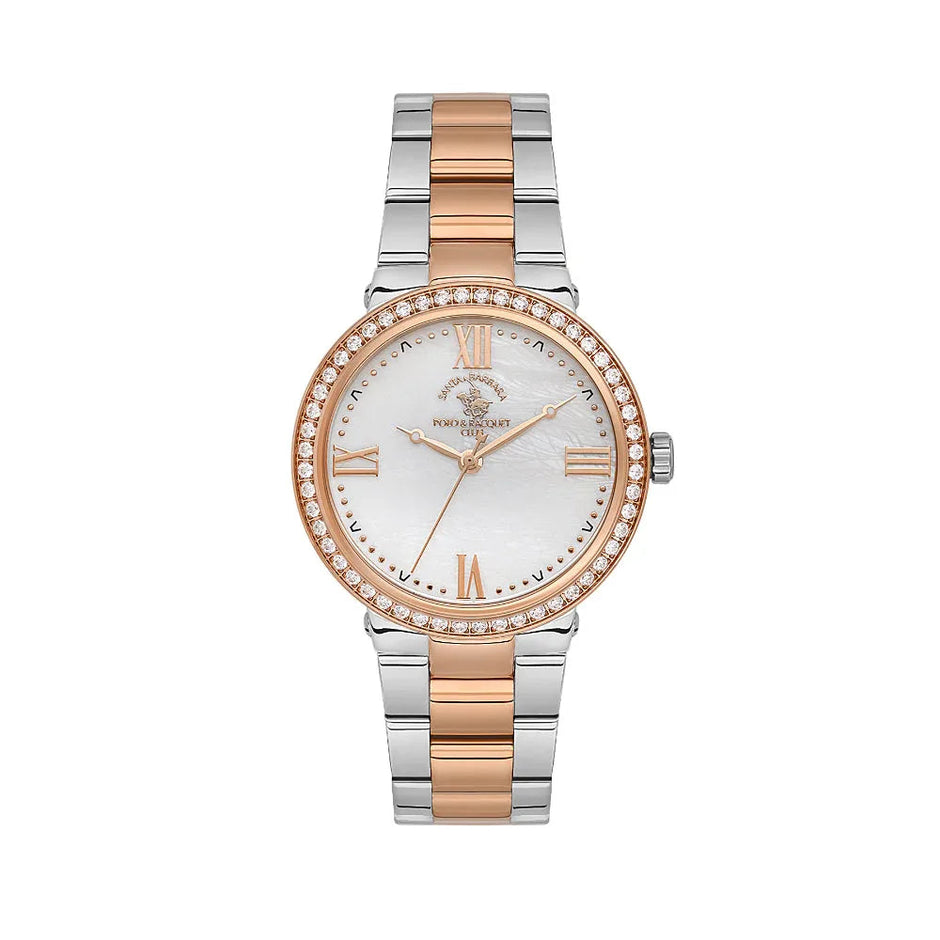 Santa Barbara Polo & Racquet Club Unique Silver and Rose Gold Stainless Steel Watch for Women SB.1.10553-5 - Daniel Klein Saudi Arabia
