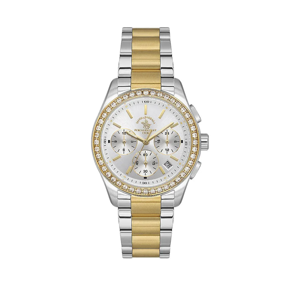 Santa Barbara Polo & Racquet Club Unique Silver and Gold Stainless Steel Watch for Women SB.1.10555-3 - Daniel Klein Saudi Arabia