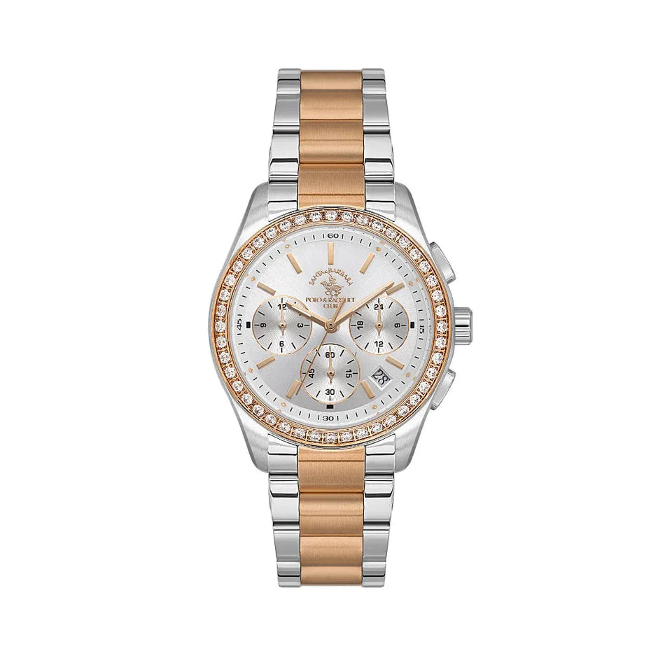 Santa Barbara Polo & Racquet Club Unique Silver and Rose Gold Stainless Steel Watch for Women SB.1.10555-5 - Daniel Klein Saudi Arabia