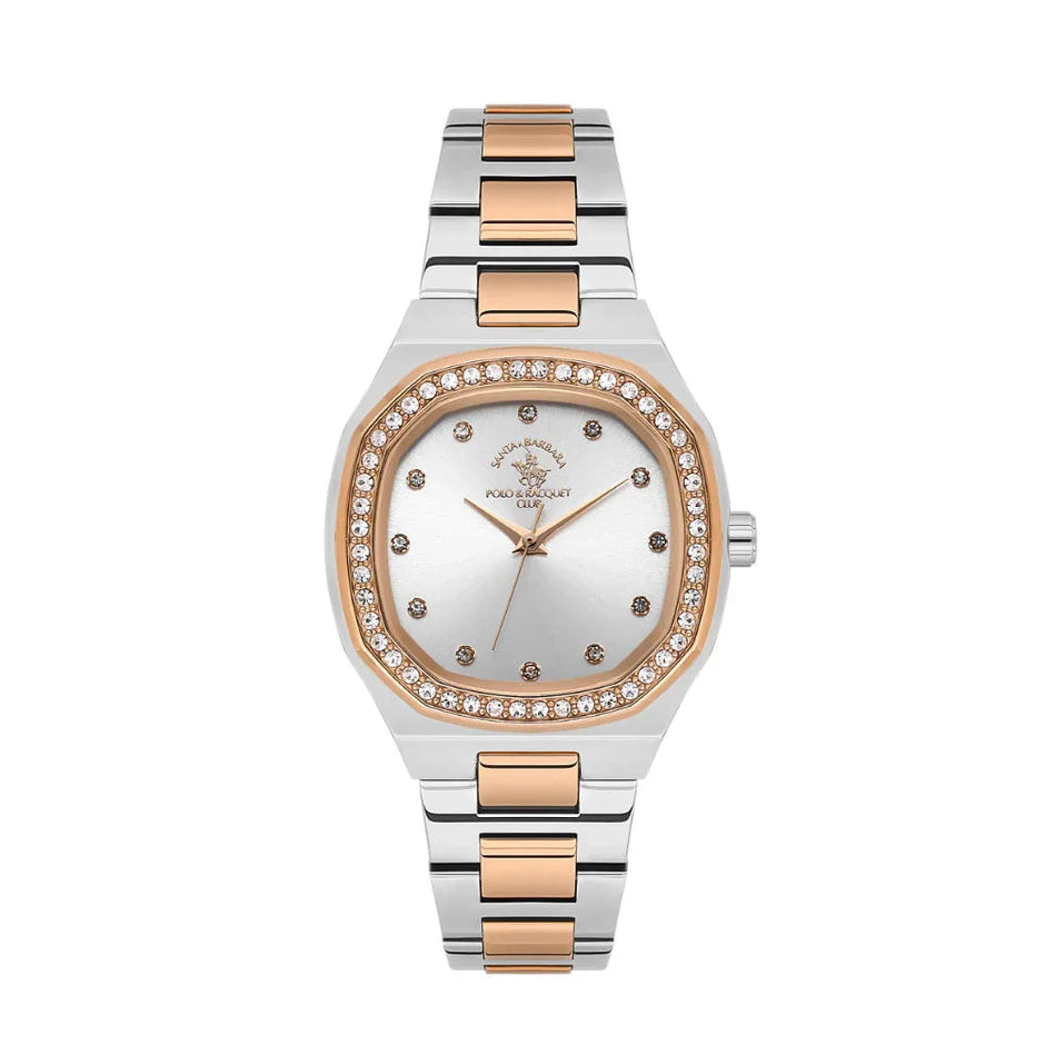 Santa Barbara Polo & Racquet Club Silver and Rose Gold Stainless Steel Watch for Women SB.1.10625-8 - Daniel Klein Saudi Arabia
