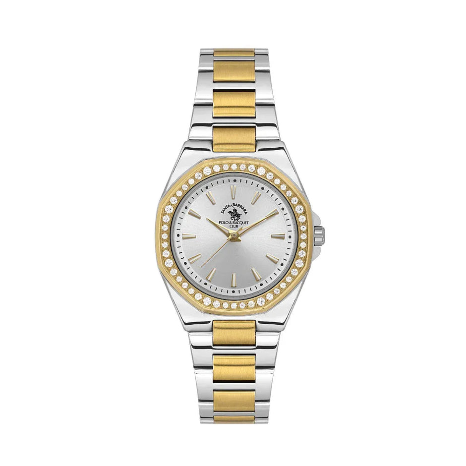 Santa Barbara Polo & Racquet Club Unique Silver and Gold Stainless Steel Watch for Women SB.1.10647-4 - Daniel Klein Saudi Arabia