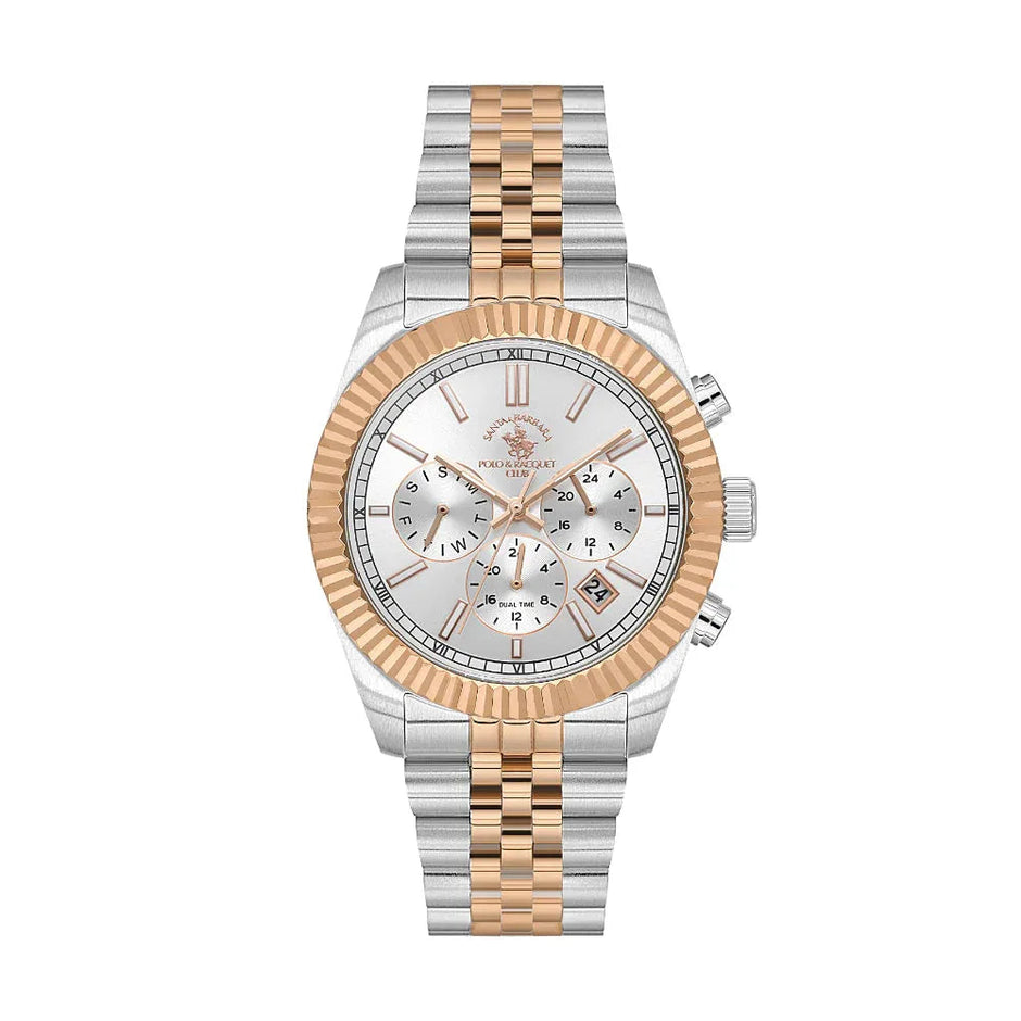 Santa Barbara Polo & Racquet Club Legend Silver and Rose Gold Stainless Steel Watch for Men SB.1.10653-6 - Daniel Klein Saudi Arabia