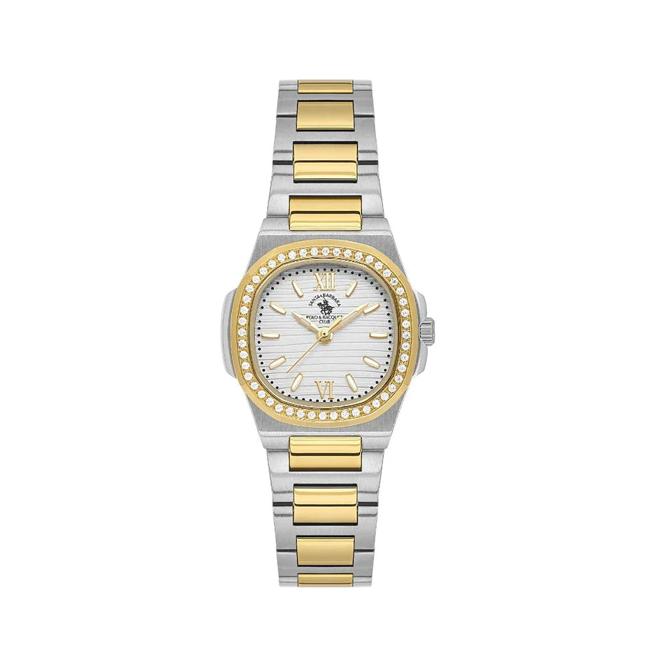 Santa Barbara Polo & Racquet Club Unique Silver and Gold Stainless Steel Watch for Women SB.1.10658-3 - Daniel Klein Saudi Arabia