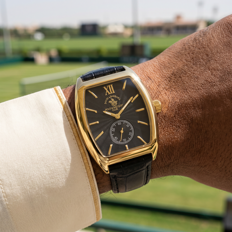 Santa Barbara Polo & Racquet Club Noble Black Genuine Leather Watch for Men SB.1.10662-5