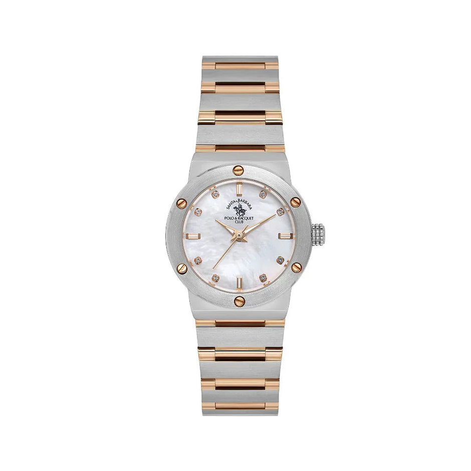 Santa Barbara Polo & Racquet Club Unique Silver and Rose Gold Stainless Steel Watch for Women SB.1.10664-5 - Daniel Klein Saudi Arabia