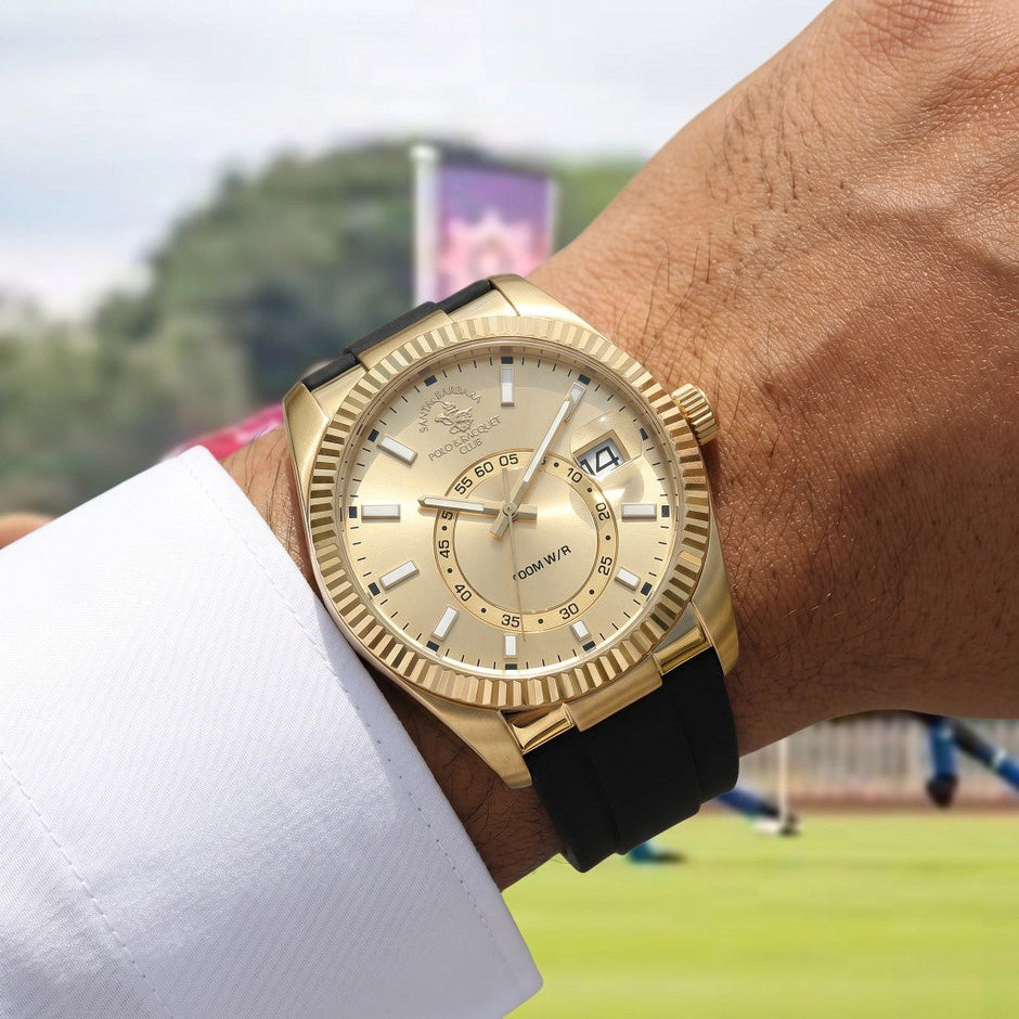 ساعة سانتا باربرا بولو آند راكيت كلوب الأسطورية من السيليكون الأسود للرجال SB.1.10669-2