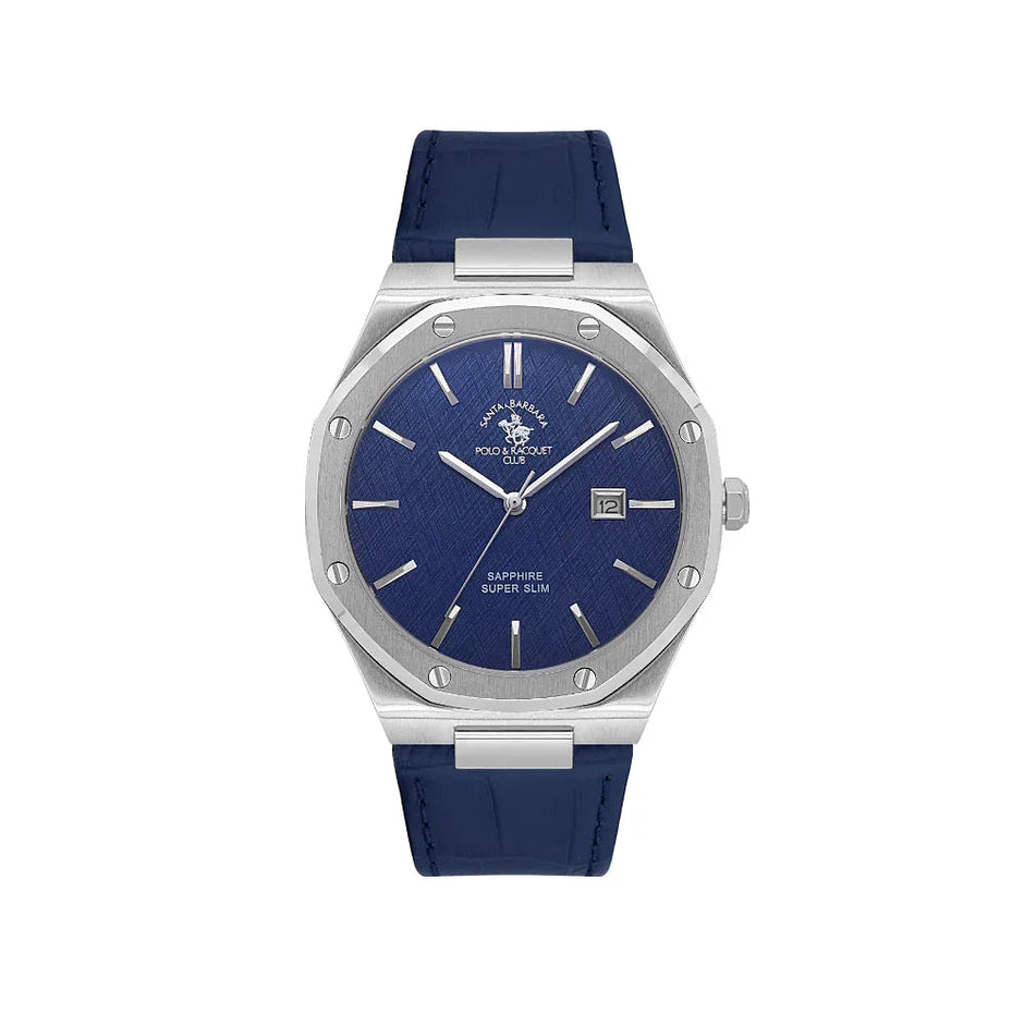 Santa Barbara Polo & Racquet Club Noble Dark Blue Genuine Leather Watch for Men SB.1.10672-3 - Daniel Klein Saudi Arabia