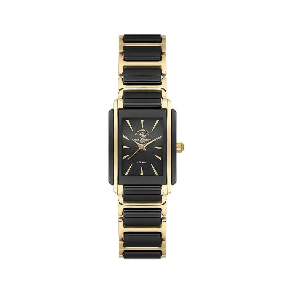 Santa Barbara Polo & Racquet Club Noble Gold and Black Steel and Ceramic Watch for Women SB.4.10030-4 - Daniel Klein Saudi Arabia