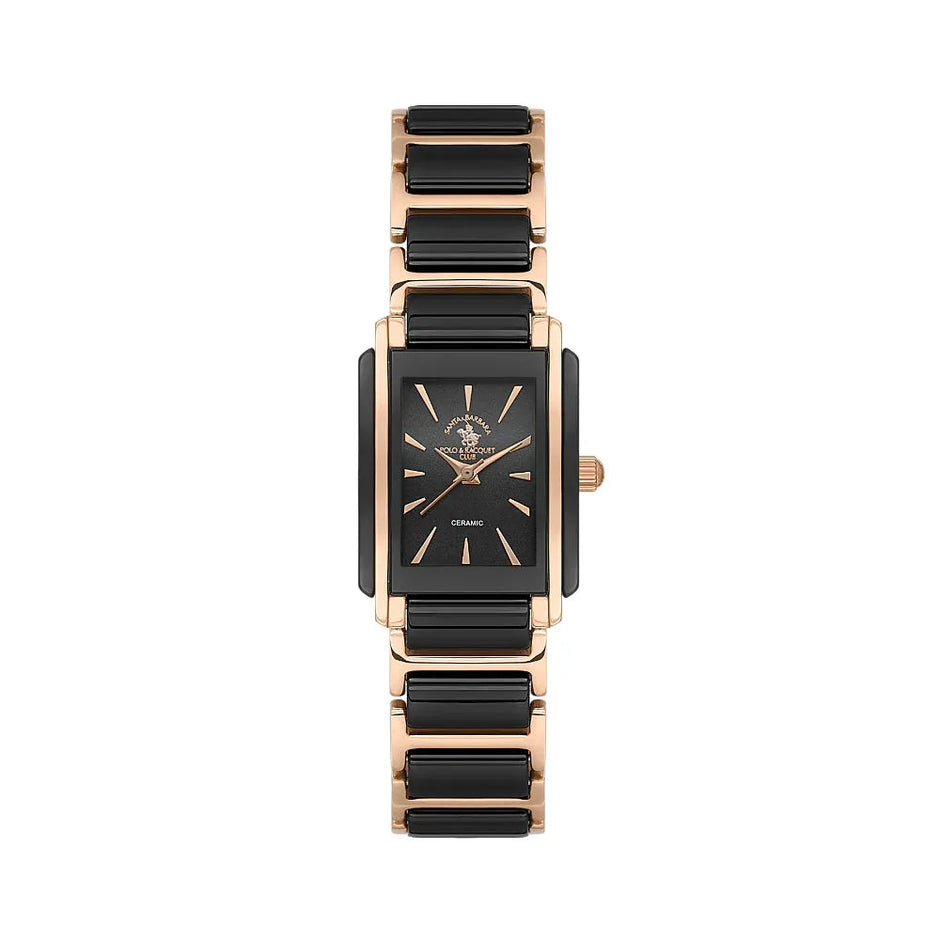 Santa Barbara Polo & Racquet Club Noble Black and Rose Gold Steel and Ceramic Watch for Women SB.4.10030-6 - Daniel Klein Saudi Arabia