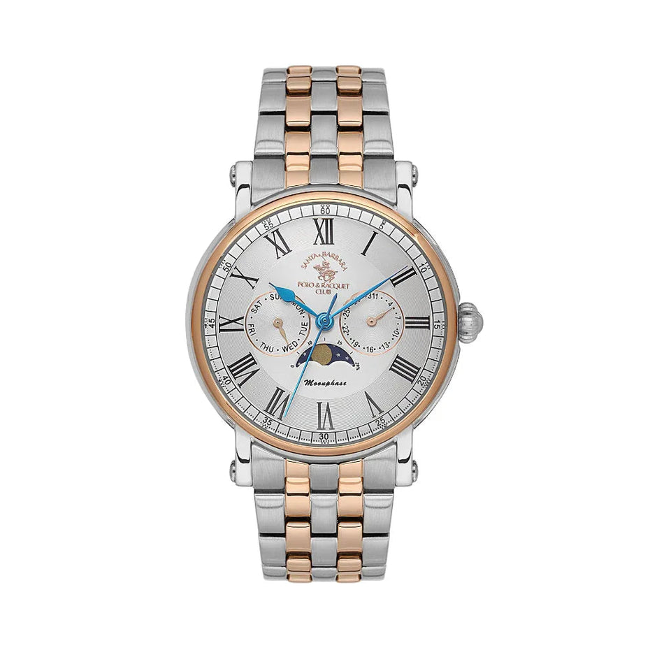 Santa Barbara Polo & Racquet Club Legend Silver and Rose Gold Stainless Steel Watch for Men SB.4.10032-5 - Daniel Klein Saudi Arabia