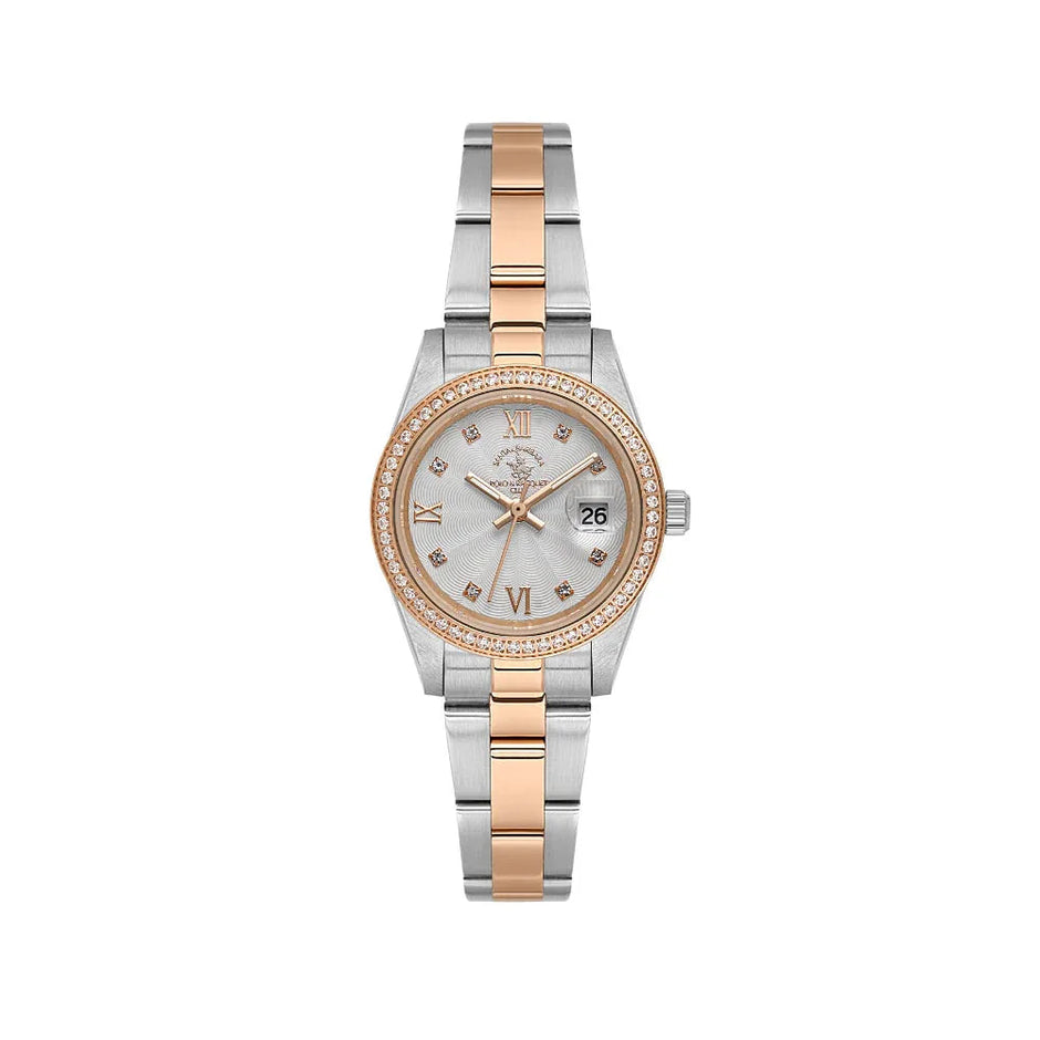 Santa Barbara Polo & Racquet Club Unique Silver and Rose Gold Stainless Steel Watch for Women SB.4.10035-6 - Daniel Klein Saudi Arabia
