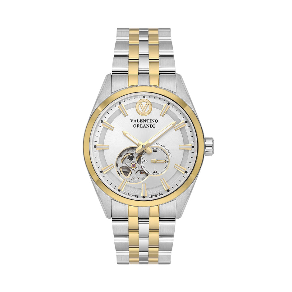 Valentino Orlandi Silver and Gold Stainless Steel Watch for Men VO.1.10034-4