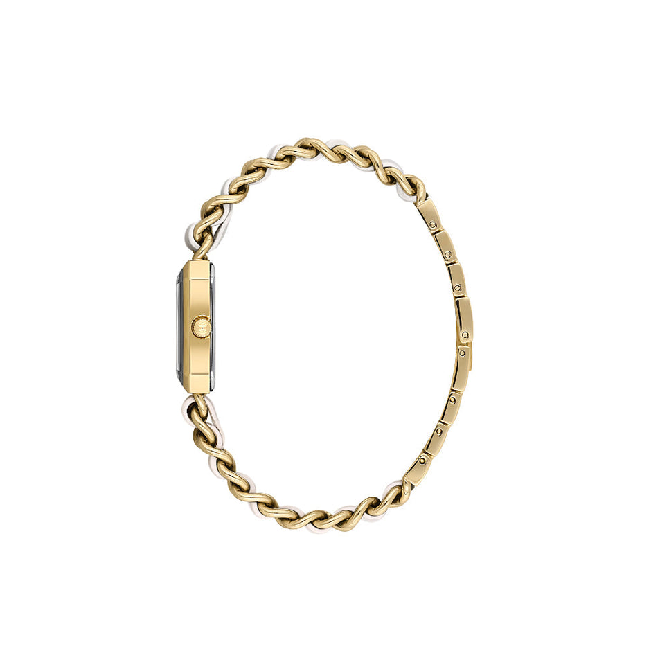Valentino Orlandi Gold and White Steel Leather Watch for Women VO.4.10007-2